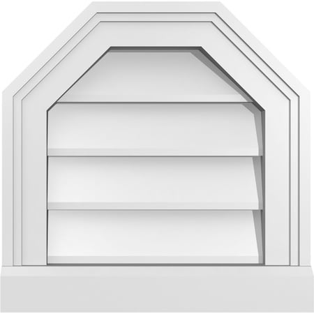 Ekena Millwork Octagonal Top Surface Mount PVC Gable Vent w/ 2"W x 2"P Brickmould Sill Frame, 14"W x 14"H GVPOT14X1403SN